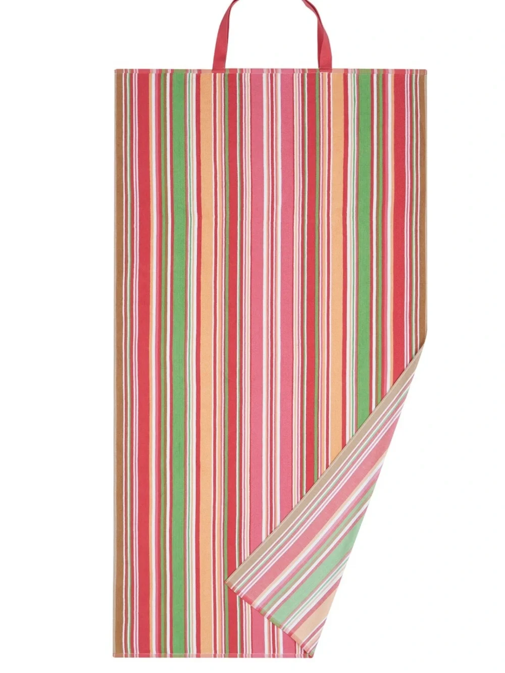 2in1 Striped Pink Canvas Beach Towel convert to Tote Bag -